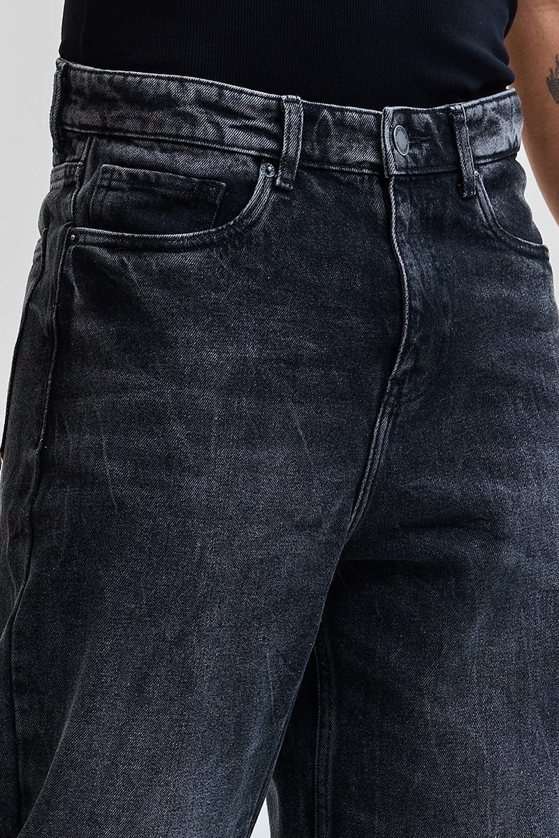 Men's Washed Wide Leg Denim Jeans